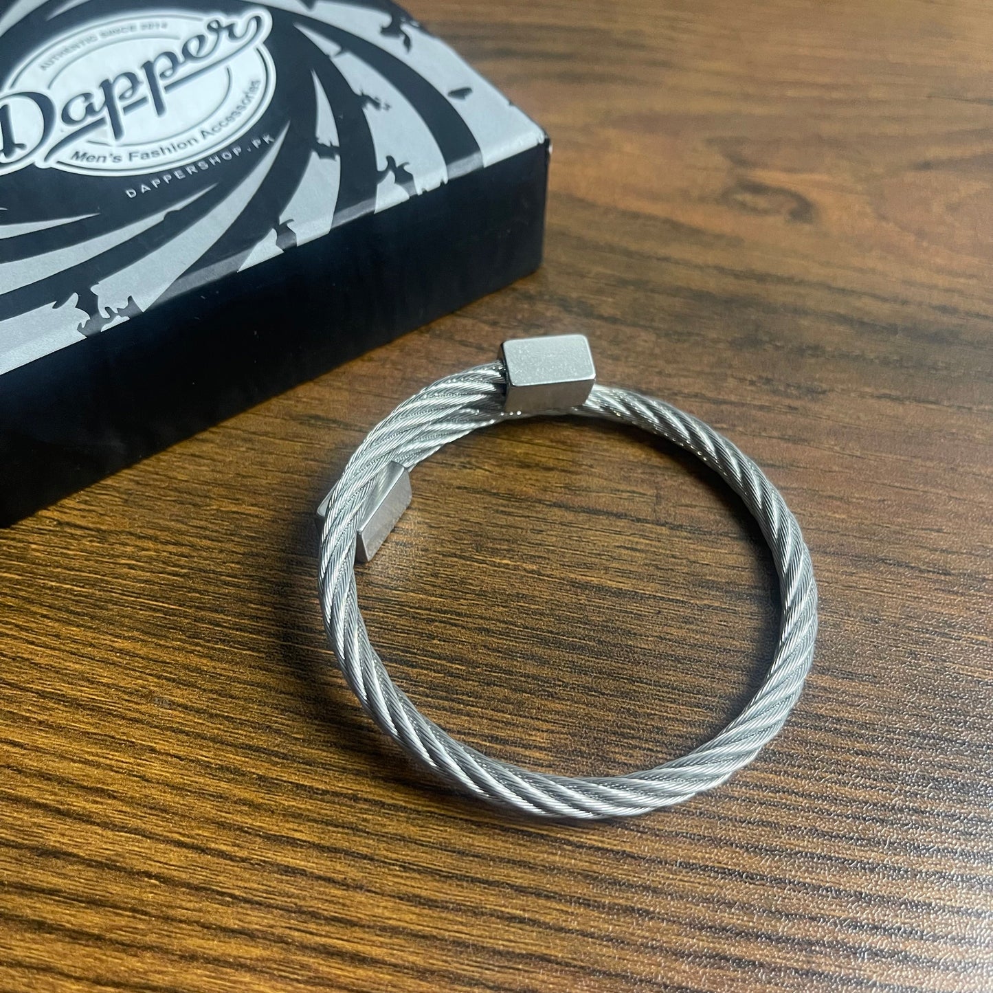Silver Cuff Bangle Bracelets for Men Titanium Steel Opening Cable Kara Bracelet for Men