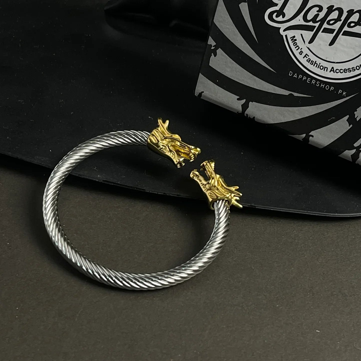 Alpha Dragon Silver Steel Bracelet