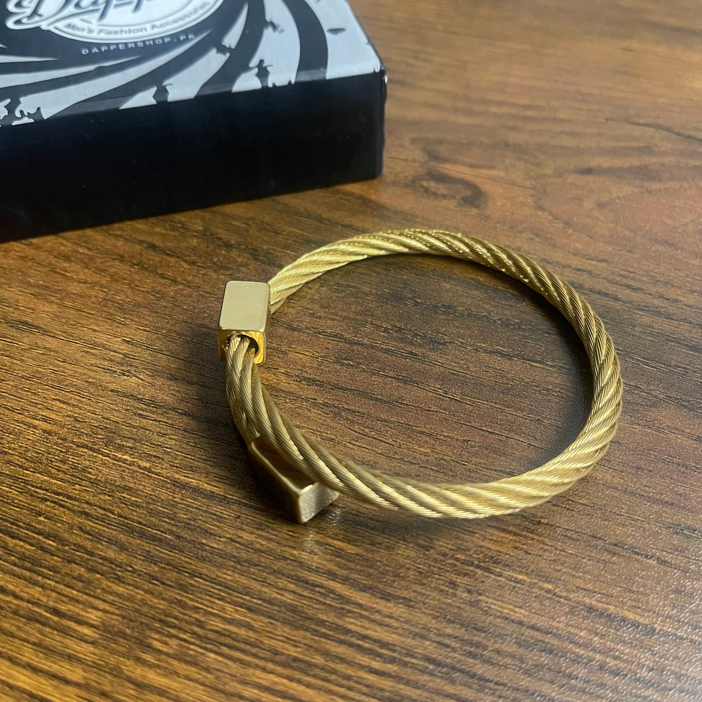 Golden Cuff Bangle Bracelets for Men Titanium Steel Opening Cable Kara Bracelet for Men