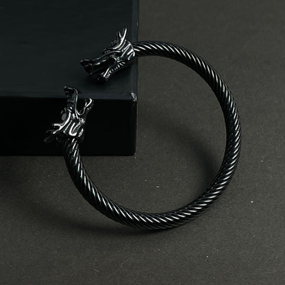 Alpha Dragon Silver Steel Bracelet