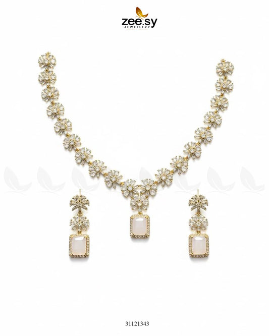Dainty Crystal Cluster Necklace Set