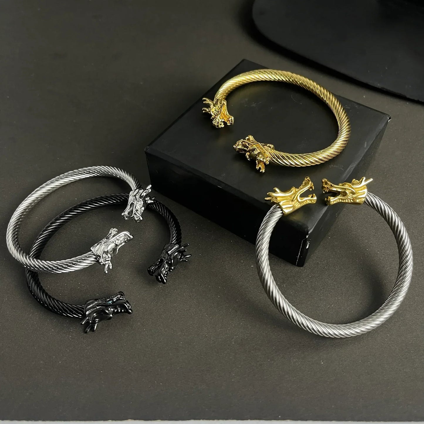 Alpha Dragon Silver Steel Bracelet