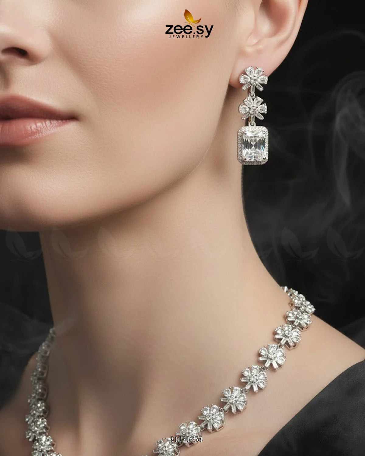 Dainty Crystal Cluster Necklace Set