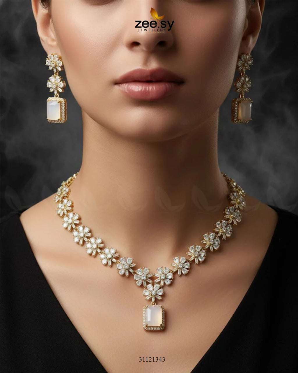 Dainty Crystal Cluster Necklace Set
