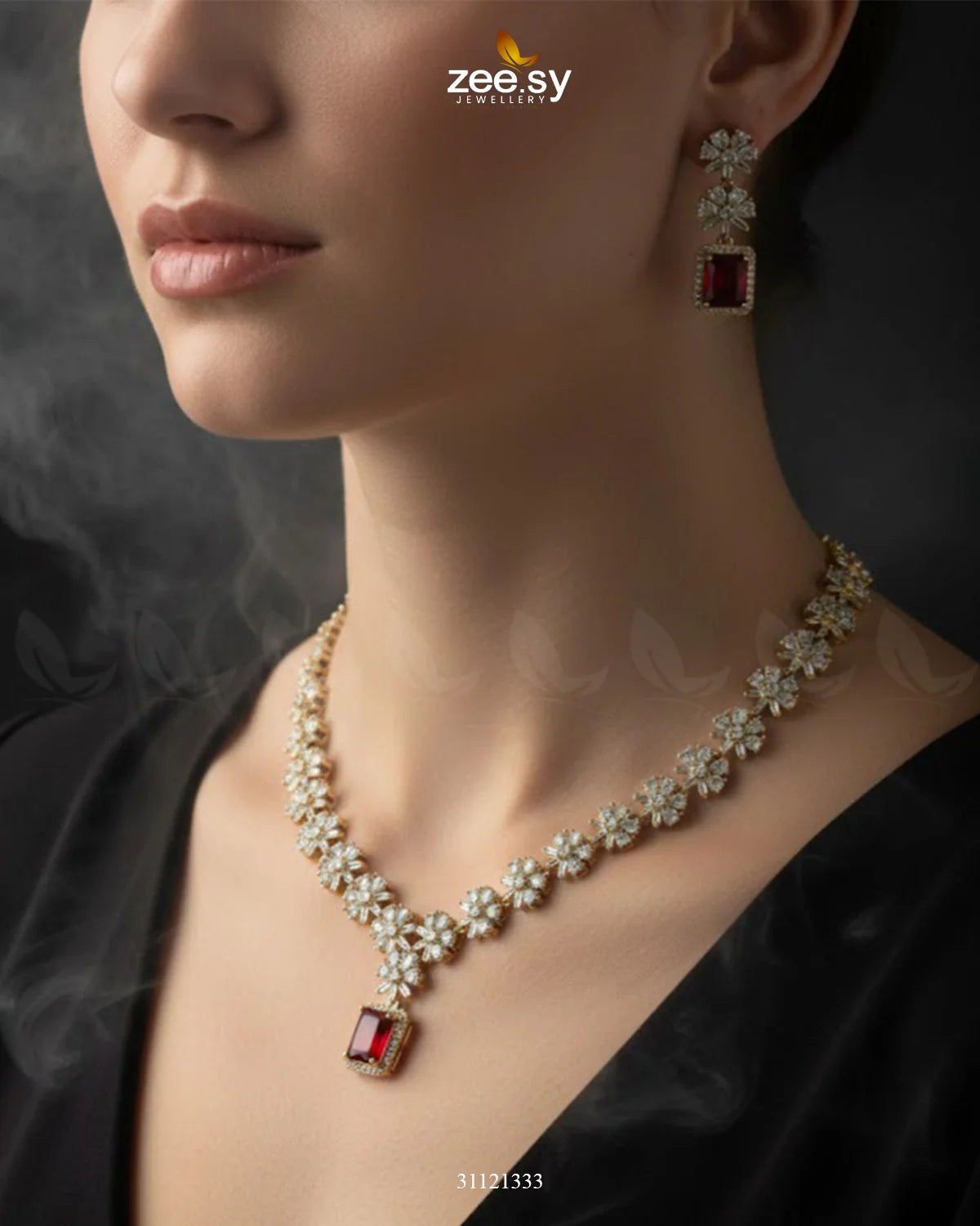 Dainty Crystal Cluster Necklace Set