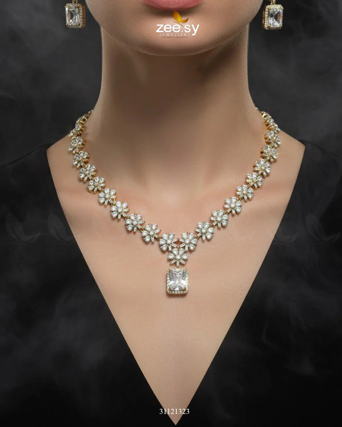 Dainty Crystal Cluster Necklace Set
