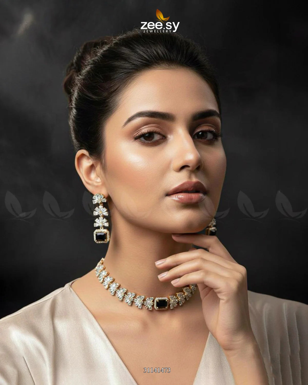 Intricate Square Cluster Necklace Set