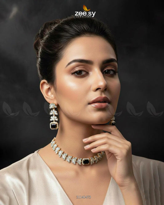 Intricate Square Cluster Necklace Set