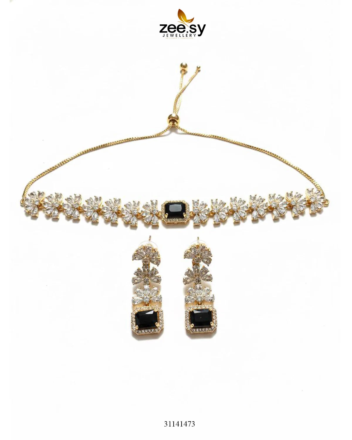 Intricate Square Cluster Necklace Set