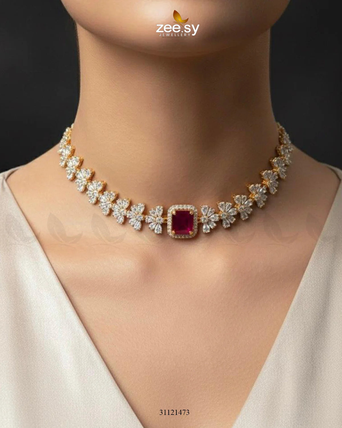 Intricate Square Cluster Necklace Set