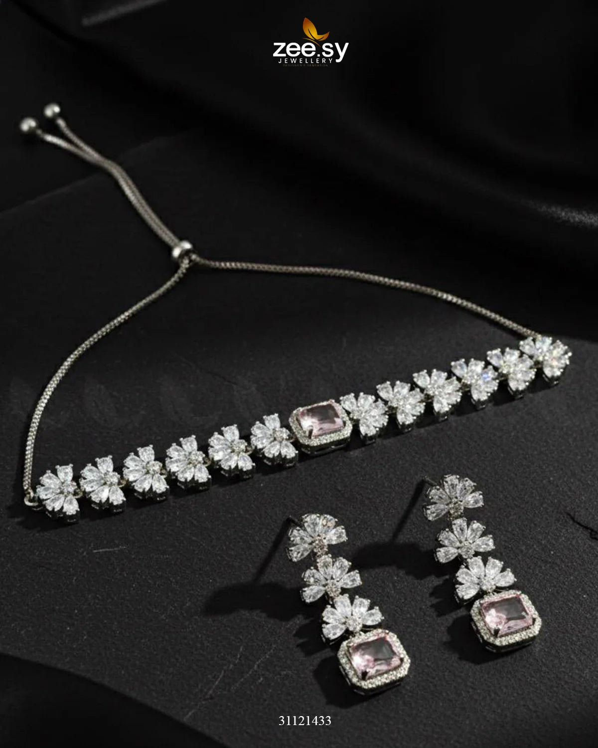 Intricate Square Cluster Necklace Set
