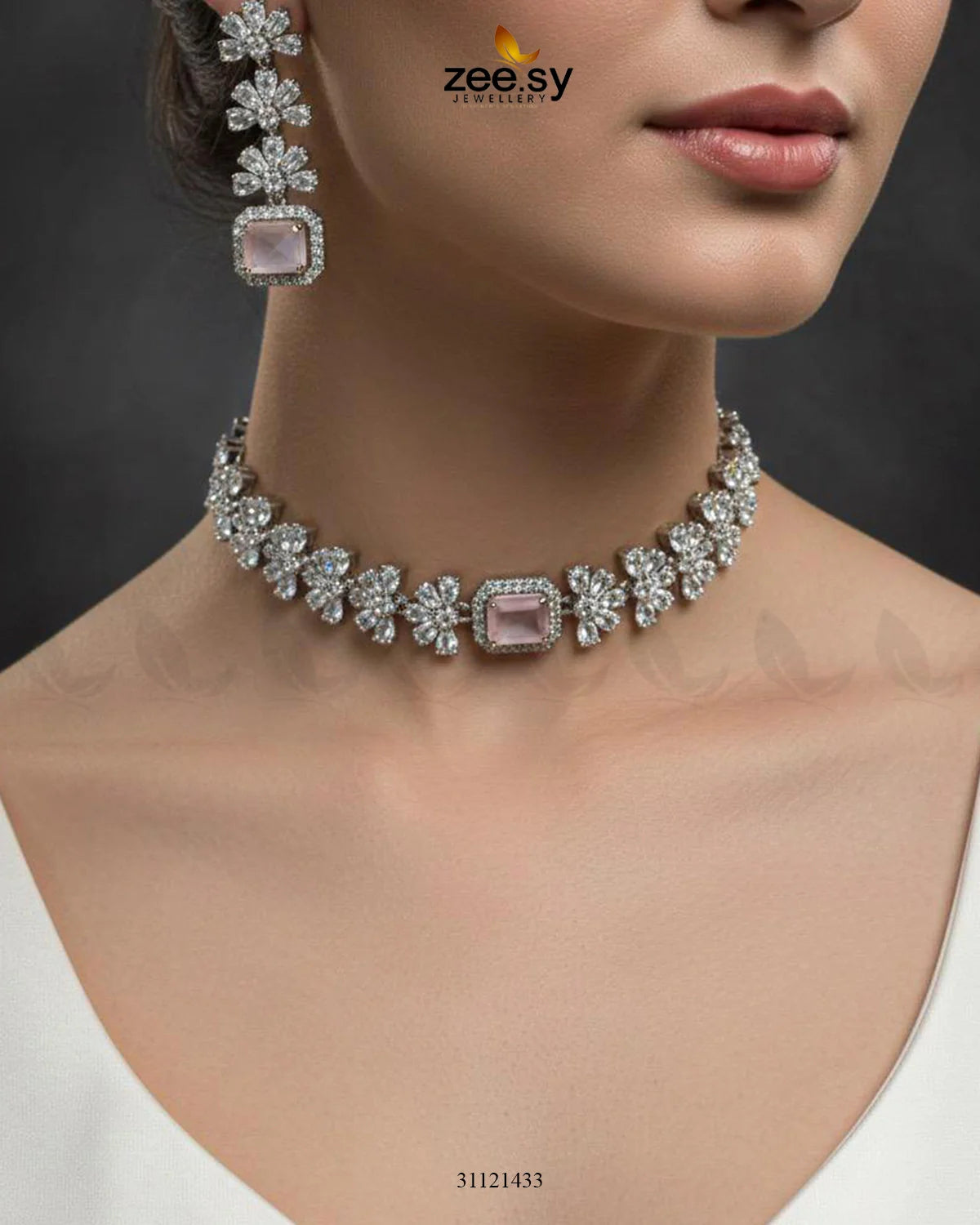 Intricate Square Cluster Necklace Set