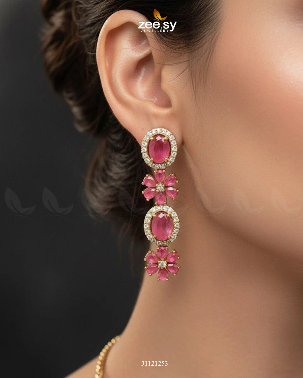 Regal Diamond Flower Necklace Set