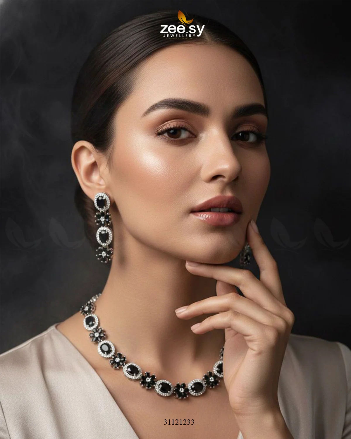 Regal Diamond Flower Necklace Set