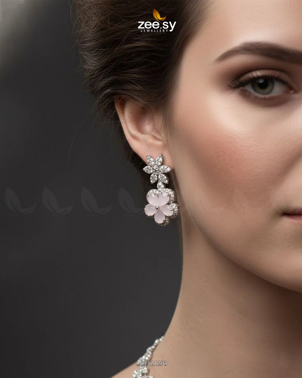 Floral Cubic Stone Necklace Set