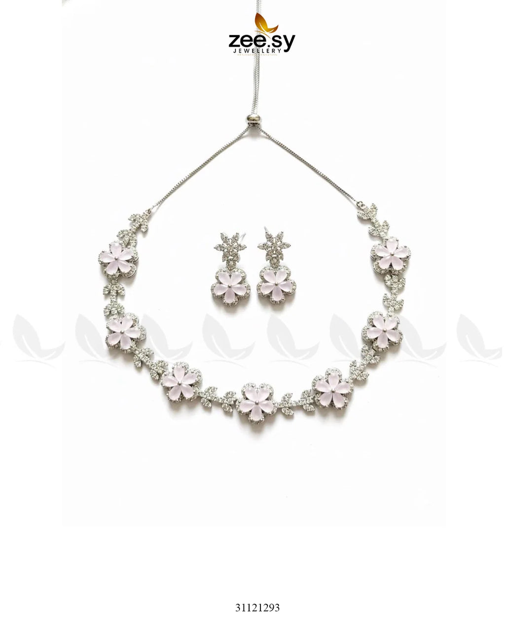 Floral Cubic Stone Necklace Set