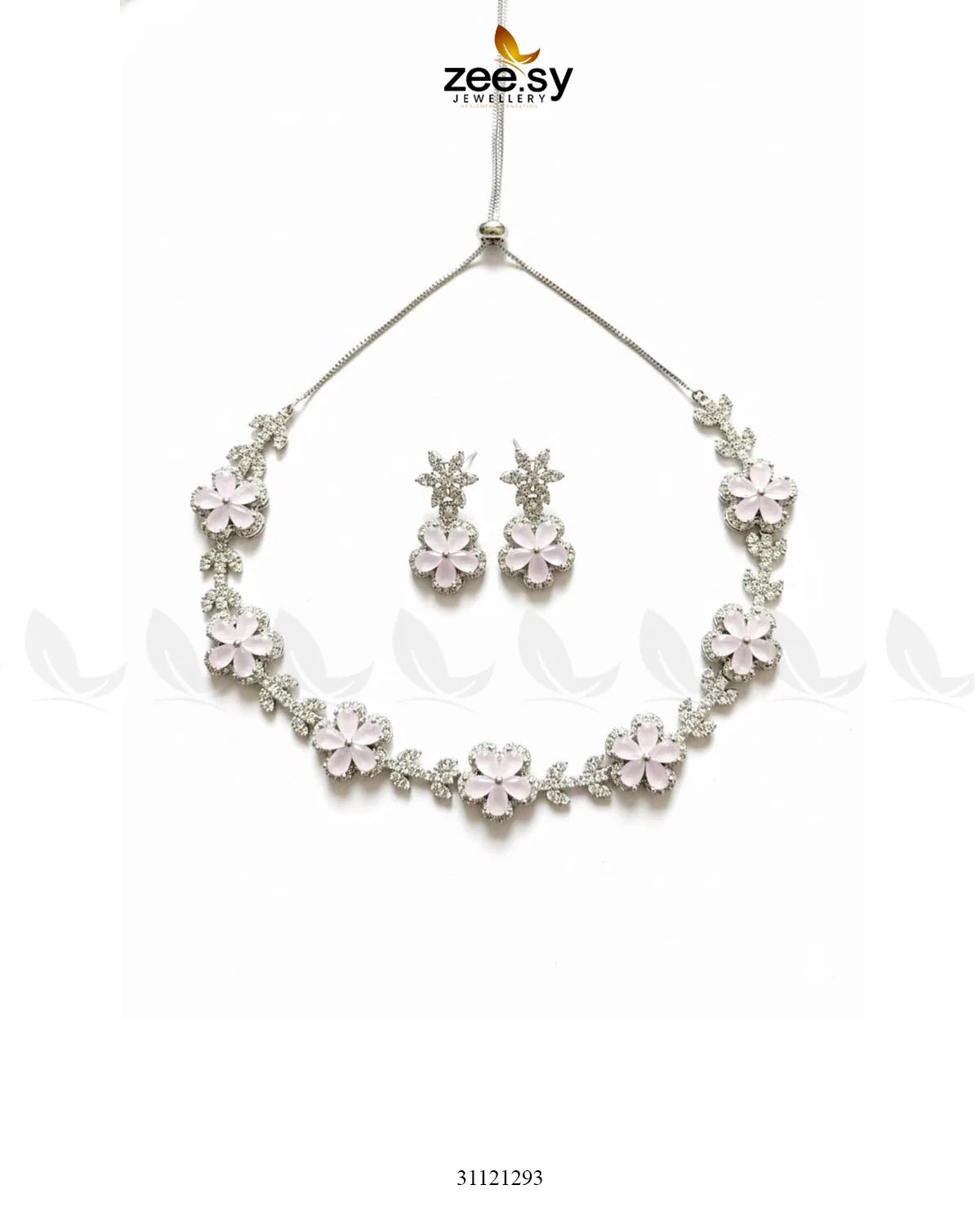 Floral Cubic Stone Necklace Set
