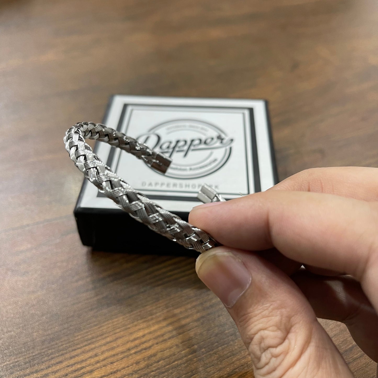 316 Stainless Steel Silver Braided Bangle Kara Bracelets for Men Titanium Steel Opening Cable Bracelet for Men